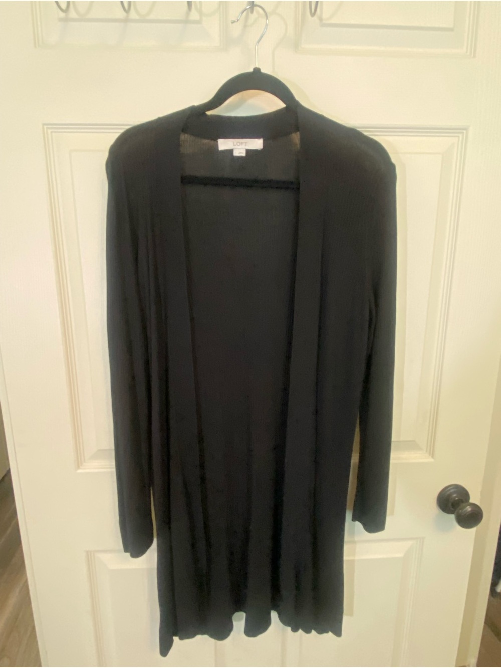 LOFT Black Open-Front Lightweight Cardigan